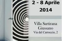particolare della locandina: una porta aperta e scritta "2 - 8 Aprile 2014. Villa Sartirana Giussano, Via del Carroccio 2"