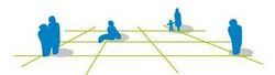 dettaglio del logo del sito ufficiale del piano di zona: persone stilizzate in piede su una rete