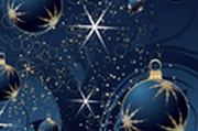 Stralcio della locandina con decorazioni natalizie in blu e oro