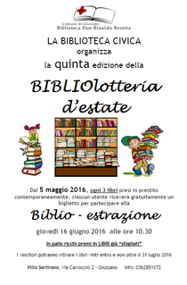 locandina dell'iniziativa con scaffale pieno di libri colorati e bambini con libri 