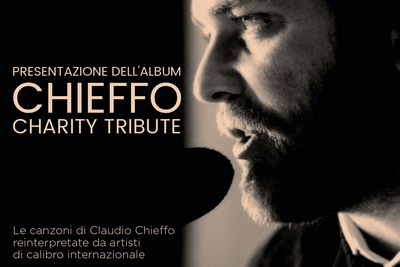 Stralcio della locandina con il titolo della serata "Presentazione dell'album Chieffo Charity Tribute"