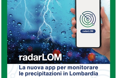 Scritta "RadarLom" la nuova app per monitorare le precipitazioni in Lombardia
