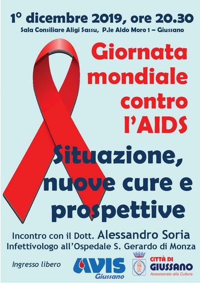 Locandina con scritta "1° dicembre giornata mondiale contro l'AIDS"