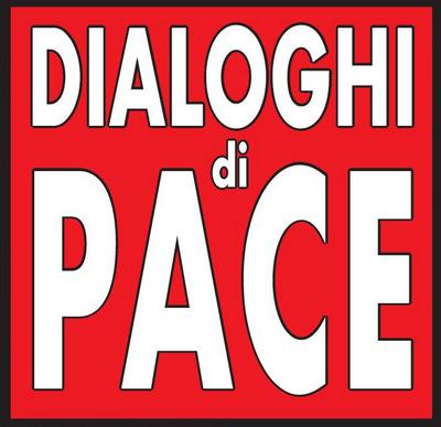 scritta in bianco su fondo rosso "dialoghi di pace"