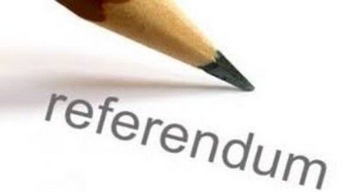 disegno di una matita e sotto la scritta referendum