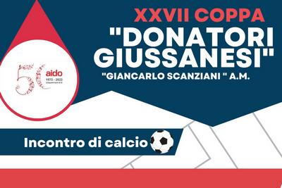 Particolare locandina con scritta XXVII Coppa Donatori Giussanesi - "Giancarlo Scanziani" A.M., Incontro di calcio 