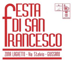particolare della locandina; scritta festa di San Francesco in rosso su fondo bianco
