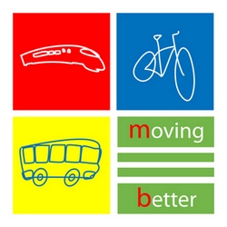 logo dell'iniziativa: quattro riquadri colorati, il primo a sinistra con disegnato un treno stilizzato, il secondo a destra una bicicletta, il terzo in basso a sinistra un autobus e il quarto in basso a destra la scritta moving better