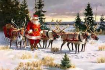 immagine di Babbo Natale con la slitta e renne