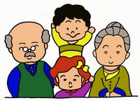 disegno raffigurante nonni e nipoti
