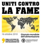 logo dell'iniziativa - rappresentazione dei continenti con scritta Uniti contro la Fame
