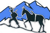 logo del gruppo alpini con immagine stilizzata di un alpino e mulo in montagna