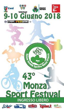 Locandina con vari sport stilizzati e scritte con date e "43° Monza Sport Festival"
