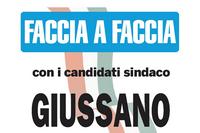 Stralcio della locandina con la scritta "Faccia a Faccia con i candidati sindaco GIUSSANO"