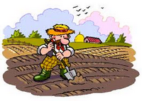 disegno di un contadino intento a lavorare la terra