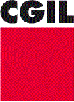 Logo della confederazione generale italiana del lavoro rappresentato dalle lettere cgil in carattere nero nella parte superiore ad un quadrato di colore rosso